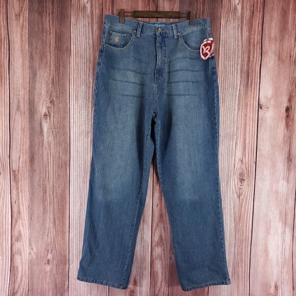 *FLAWS* NWT Rocawear Mens 40x34 Tokyo Baseball Dark Indigo Denim Jeans R0206J12 - Picture 3 of 14